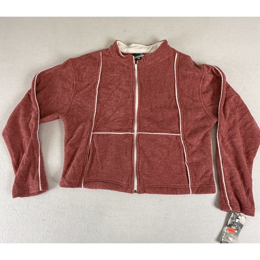 Vintage Surf Style Pink Terry Cloth Zip jacket‎ S/M